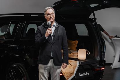 Eduardo Ramirez with the Hyundai Santa Fe at Car Design Event 2024